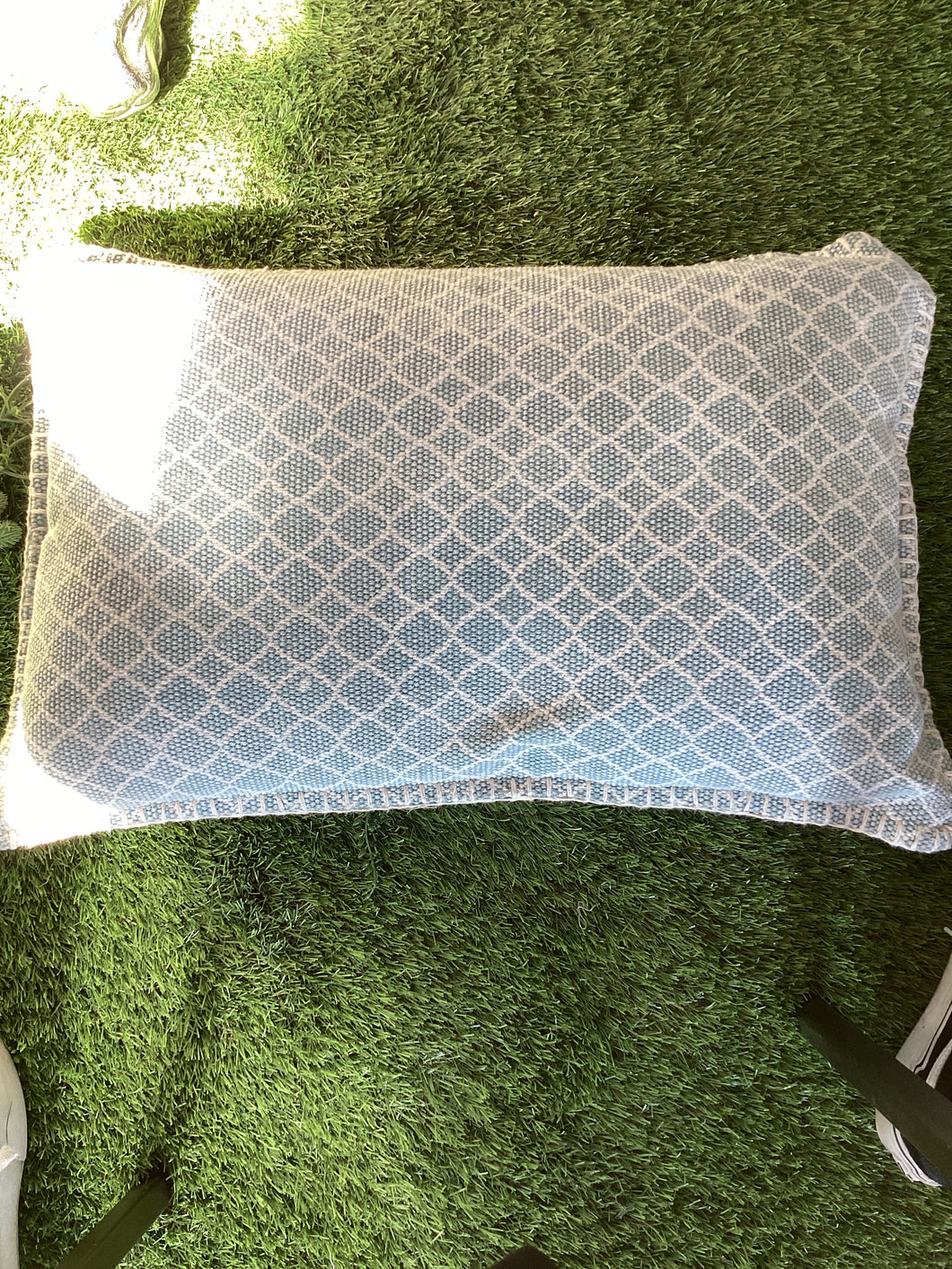 MANDALA Cream and Blue Rectangle Cushion