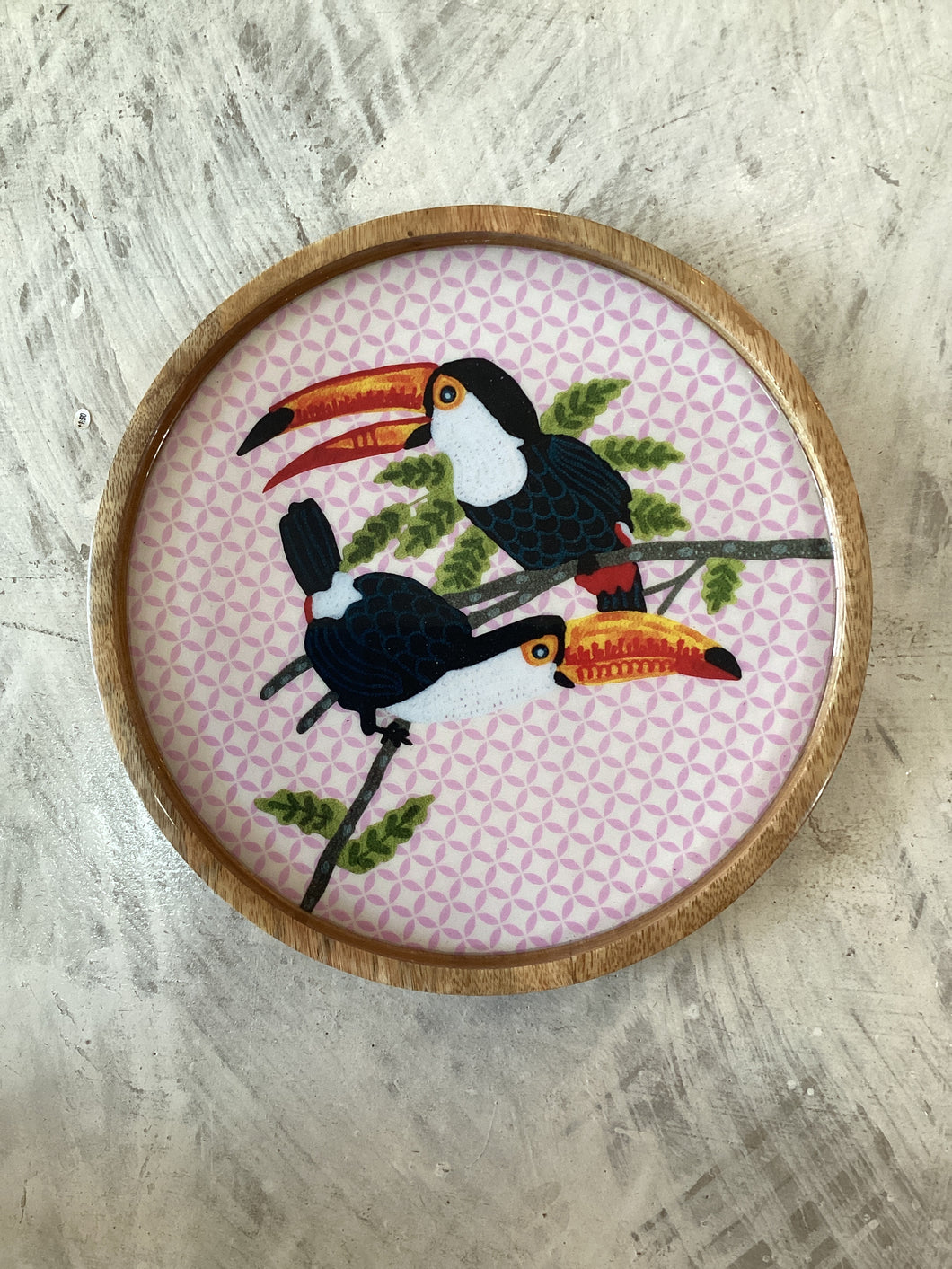 Laquered timber tray toucan